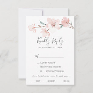 Spring Cherry Blossom Menu Choice RSVP Card