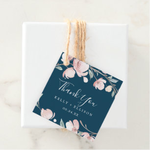 Spring Cherry Blossom   Navy Thank You Favour Tags