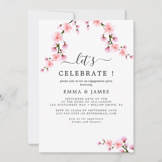 Spring Cherry Blossom Party Invite (Front)