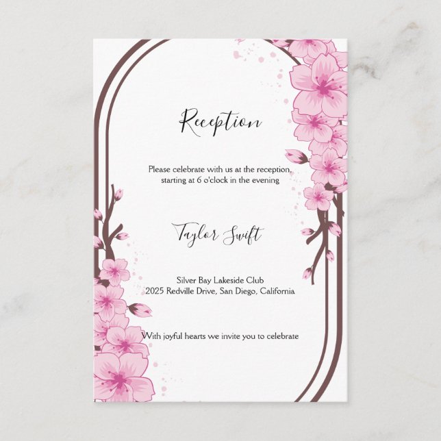 Spring Cherry Blossom Reception Card (Front)