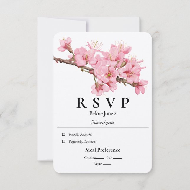 Spring cherry blossom RSVP card (Front)
