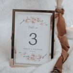 Spring Cherry Blossom Table Number<br><div class="desc">This spring cherry blossom table number is perfect for a modern wedding. The oriental floral design features a whimsical blush pink watercolor cherry blossom tree branch and green leaves with an elegant Japanese style. The card prints on the front and back (double-sided). Items are printed exactly as they appear on...</div>