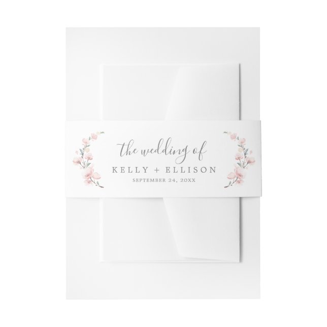 Spring Cherry Blossom The Wedding Of Invitation Belly Band (Front Example)