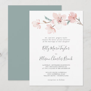 Spring Cherry Blossom Traditional Wedding Invitation