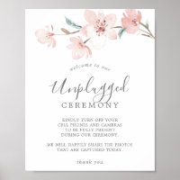 Spring Cherry Blossom Unplugged Ceremony Sign