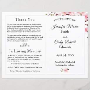 Spring Cherry Blossom Wedding Ceremony Program