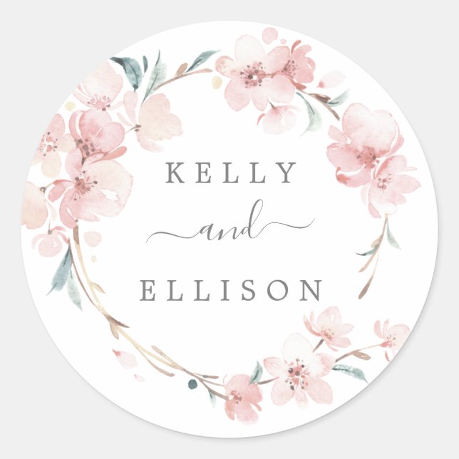 Spring Cherry Blossom Wedding Envelope Seals (Front)