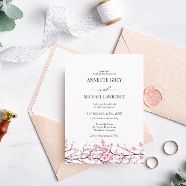 Spring Cherry Blossom Wedding Invitation (Creator Uploaded)