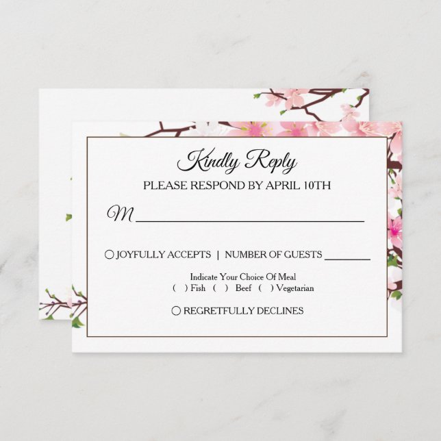 Spring Cherry Blossom Wedding RSVP Card (Front/Back)