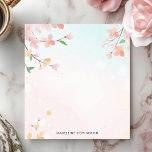 Spring Cherry Blossoms Branches Personalised Name Notepad<br><div class="desc">Embrace the ethereal beauty of spring with this personalised notepad. Delicate branches adorned with pink and white cherry blossoms frame the top of the design, creating a graceful and elegant look. The soft, pastel background enhances the floral motif. Customise this notepad with your own text. Perfect for notes, reminders, or...</div>