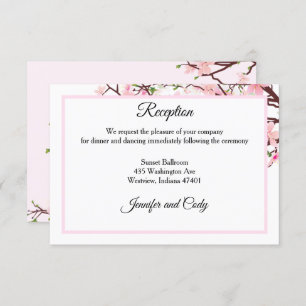 Spring Cherry Blossoms Pink Wedding Reception Enclosure Card