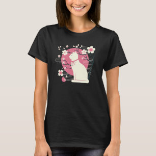 Spring Cherry Blossoms, Sakura with Cute Cat T-Shirt