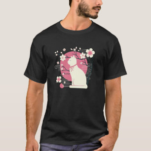 Spring Cherry Blossoms, Sakura with Cute Cat T-Shirt