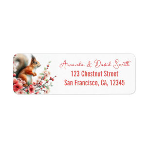 Spring Cherry Blossoms Watercolor Squirrel
