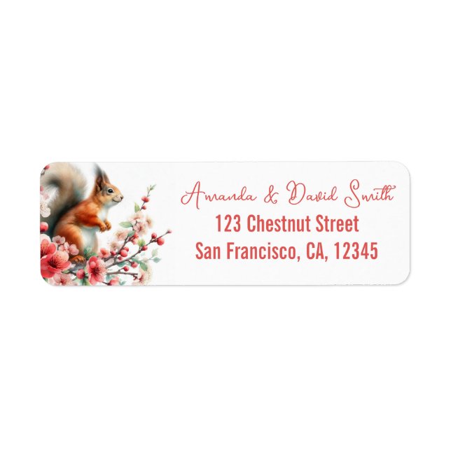 Spring Cherry Blossoms Watercolor Squirrel  (Front)