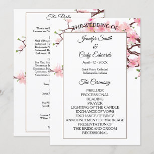 Spring Cherry Blossoms Wedding Program Programme
