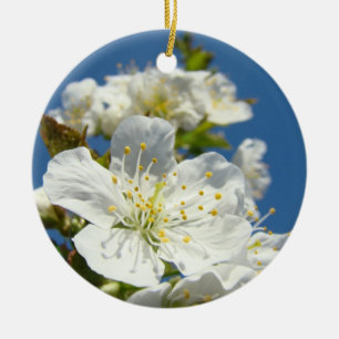 Spring Cherry Blossoms White Blue Sky custom Ceramic Tree Decoration