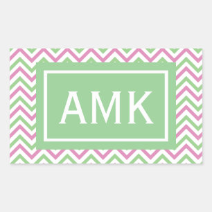 Spring Chevron Monogram Rectangular Sticker