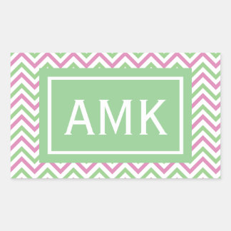 Spring Chevron Monogram Rectangular Sticker