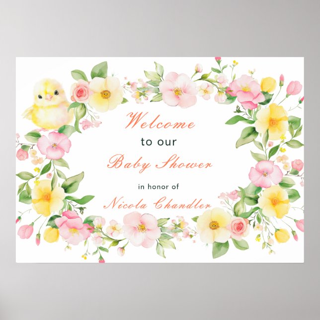 Spring Chick Baby Shower Poster (Front)