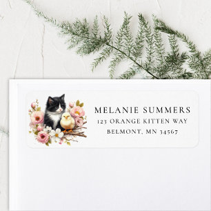 Spring Chick Kitten Flowers Return Address Label