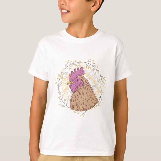 spring chicken cute flower hen T-Shirt (Front)