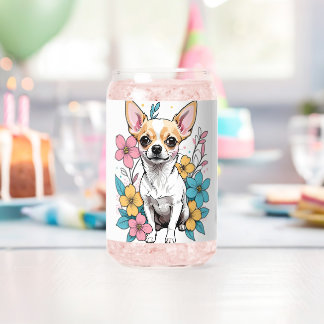 Spring Chihuahua Can Glass