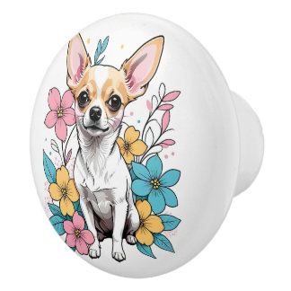 Spring Chihuahua Ceramic Knob