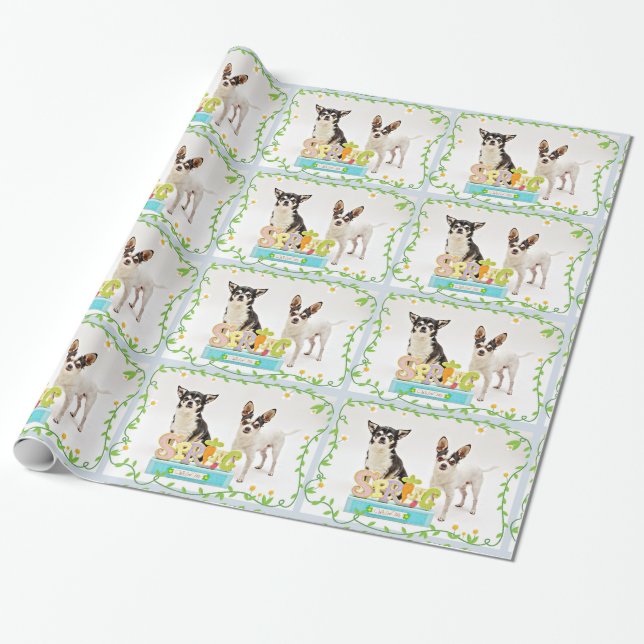 Spring Chihuahua's Wrapping Paper (Unrolled)