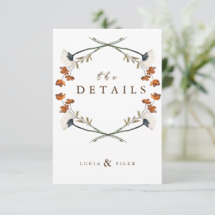 Spring Circle Wildflower QR Wedding Detail Card