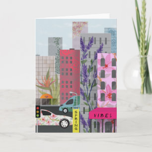 Spring City Vibes Watercolor Floral Urban Art Card