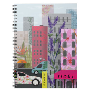Spring City Vibes Watercolor Floral Urban Art Notebook