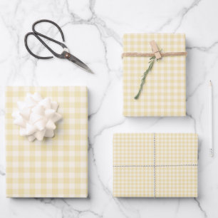 Spring Classic Gingham Buttercream Wrapping Paper Sheet