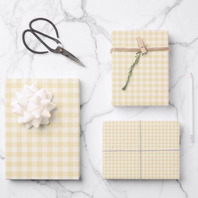 Spring Classic Gingham | Buttercream Wrapping Paper Sheet (Front)