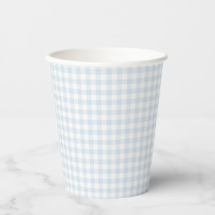 Spring Classic Gingham Powder Blue Paper Cups