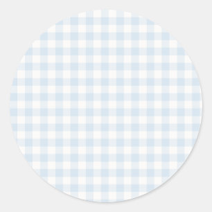 Spring Classic Gingham   Powder Blue Round Sticker