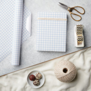 Spring Classic Gingham Powder Blue Wrapping Paper