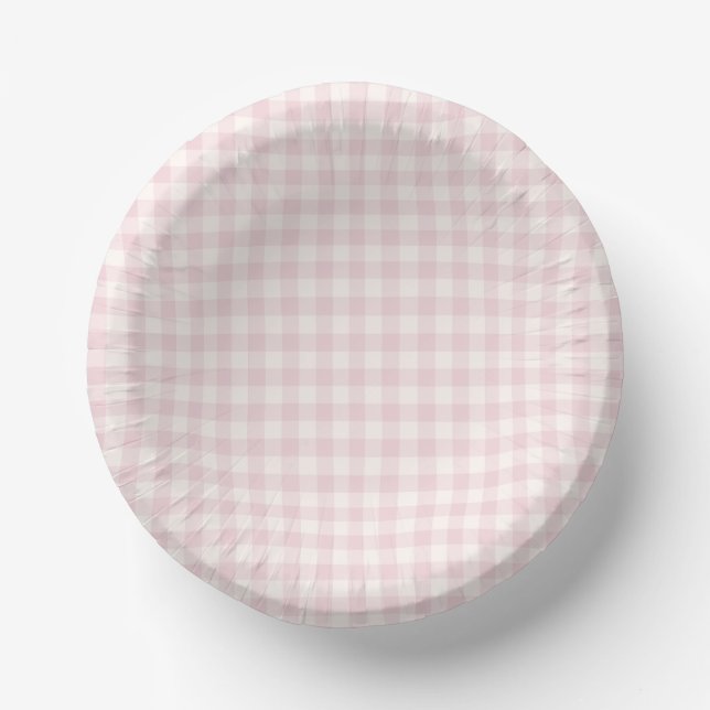 Spring Classic Gingham | Soft Blush Paper Plate (Front)