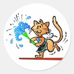 Spring Cleaning Kitty Cat Classic Round Sticker