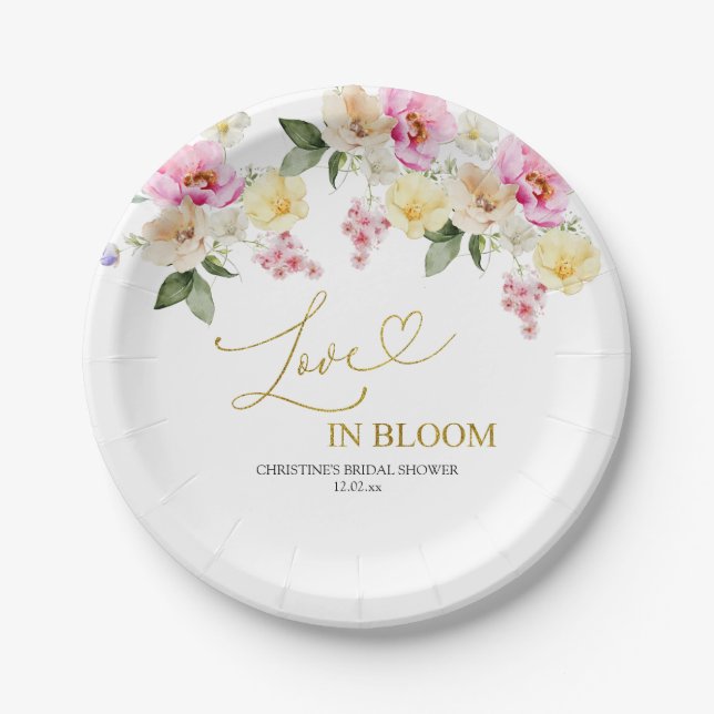Spring Colorful Floral Bridal Shower Paper Plate (Front)