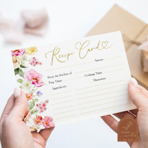 Spring Colorful Floral Bridal Shower Recipe Card