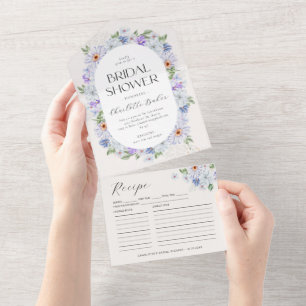 Spring Colorful Flowers Lila Purple Bridal Shower  All In One Invitation