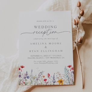 Spring Colorful Wildflower Wedding Reception Invitation