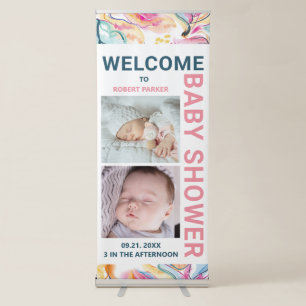 Spring Colors Organic Shapes Baby Shower Retractable Banner