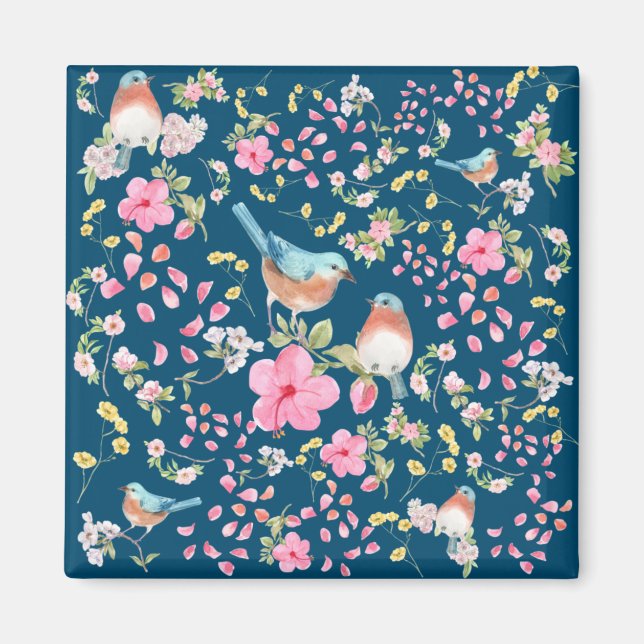 Spring Colourful Birds and Flowers       Magnet (Front)