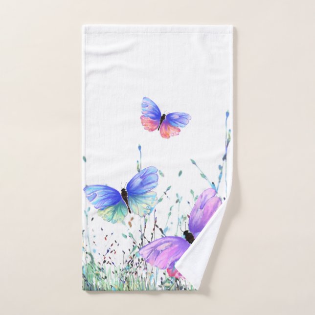 Spring Colourful Butterflies Flying Bath Towel Set (Hand Towel)