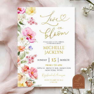 Spring Colourful Floral Love in Bloom Bridal showe Invitation