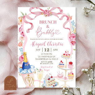 Spring Colourful Floral Victorian Brunch and Bubbl Invitation