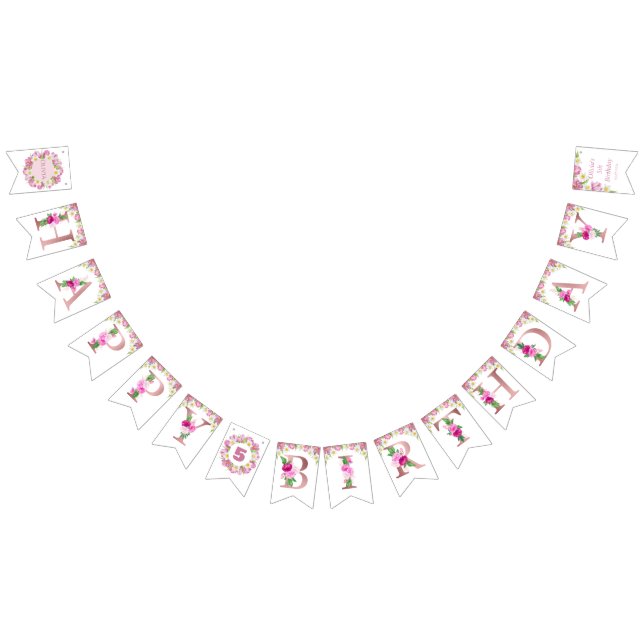 Spring Colourful Flower Kids Birthday Bunting (All)