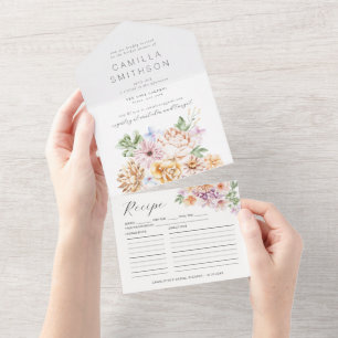 Spring Colourful Flowers Blush Garden Bridal Showe All In One Invitation
